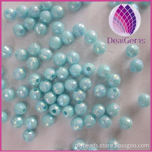 wholesale 6mm Bulk chunky acrylic faceted AB earth ball beads